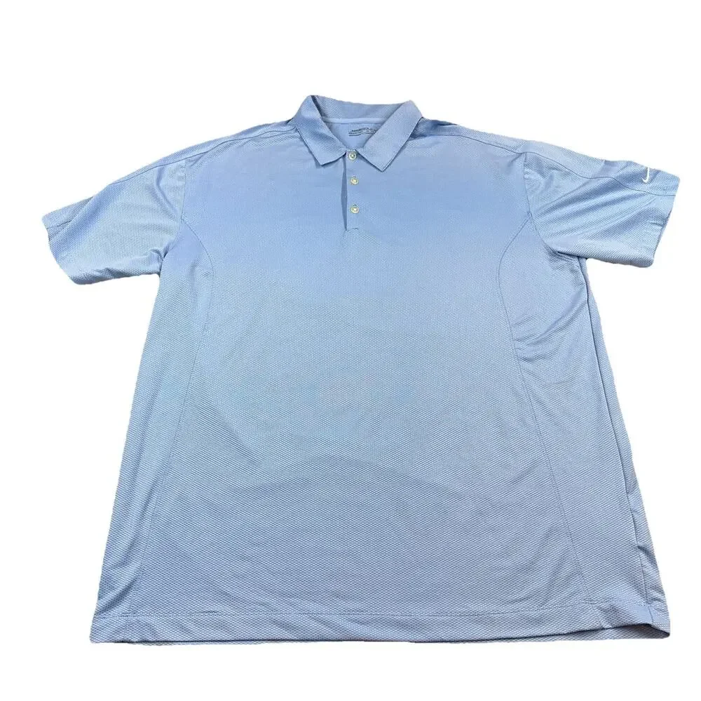 Nike Golf Fit Dry Mens Polo Shirt Blue Size XXL Quick Dry Sweat Wicking Light
